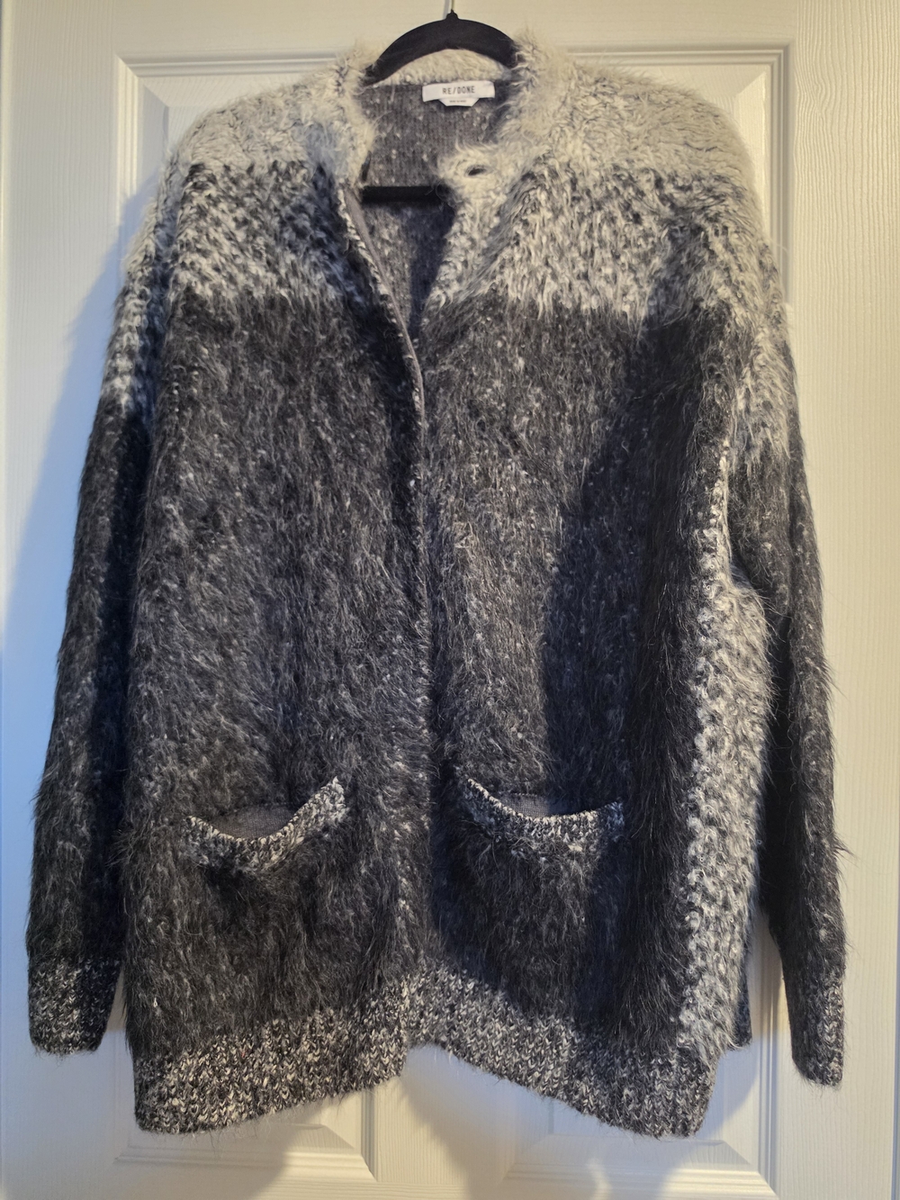 RE/DONE Gray Ombre Mohair-Blend Cardigan